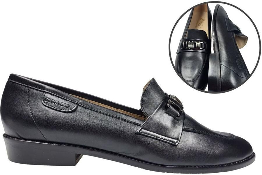 Stravers Grote Maten Schoenen Stravers Trendy Loafers Leer Zwart Grote Maten Instappers Dames
