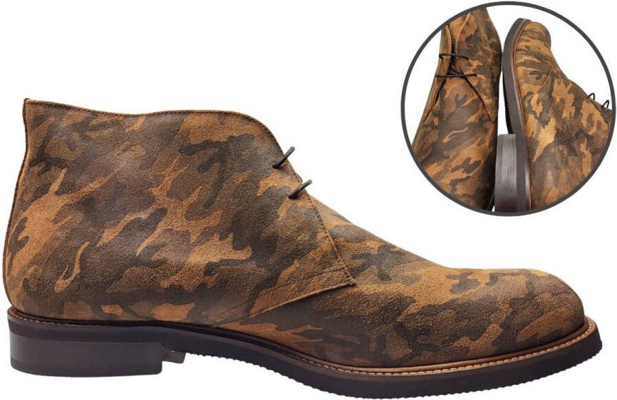 Stravers Grote Maten Schoenen Stravers Halfhoge Heren Suede Desert Boots Camouflage Grote Maten Halfhoge Veterschoenen