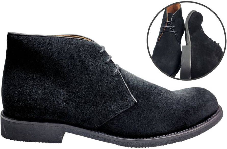 Stravers Grote Maten Schoenen Stravers Halfhoge Heren Suede Desert Boots Zwart Grote Maten Halfhoge Veterschoenen
