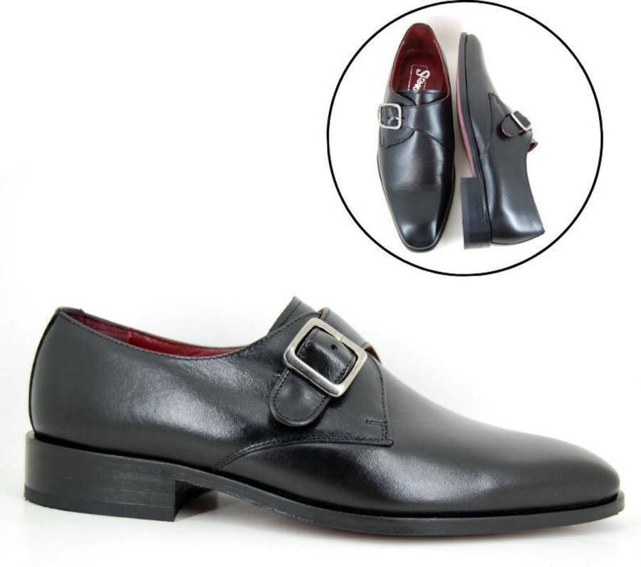 Stravers Grote Maten Schoenen Stravers – Heren Instappers met Gesp Zwart Grote Maten Nette Herenschoenen