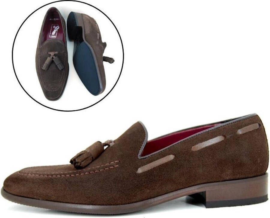 Stravers Grote Maten Schoenen Stravers Heren Instappers met Kwastjes Bruin Suede Grote Maten Tassel Loafers - Foto 1