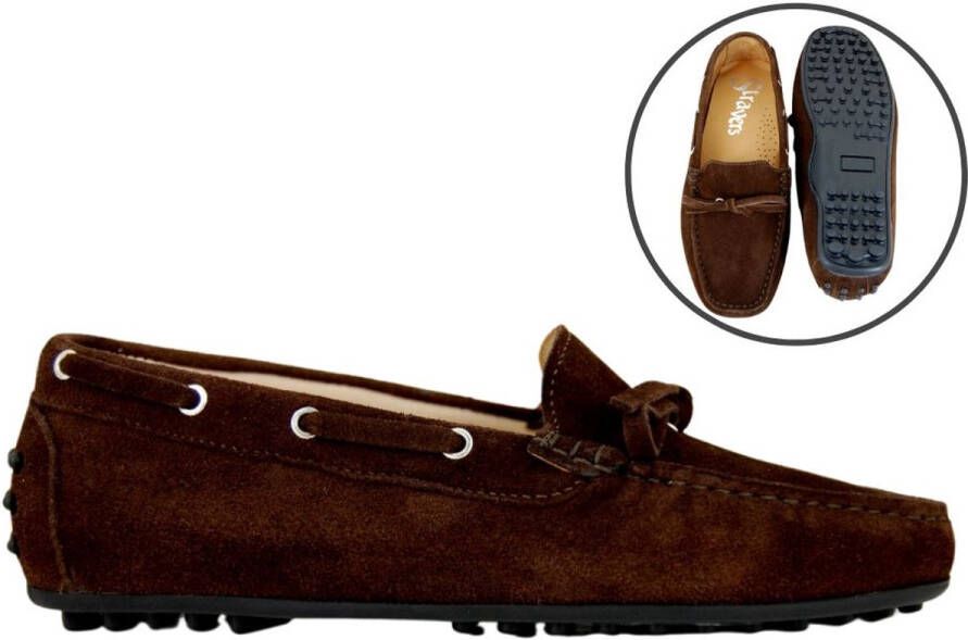 Stravers Grote Maten Schoenen Stravers Italiaanse Driver Mocassins Dames Grote Maten Bruin Suede Instappers