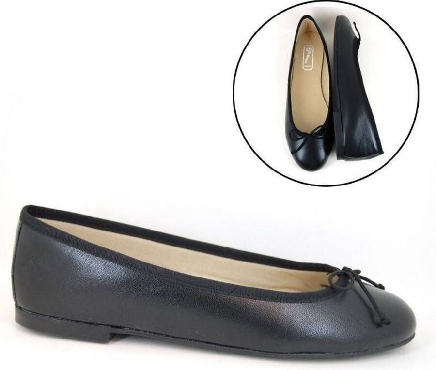 Stravers Grote Maten Schoenen Stravers Luxe Ballerina's Schoenen Zacht Zwart Leer Grote Maten Flatjes