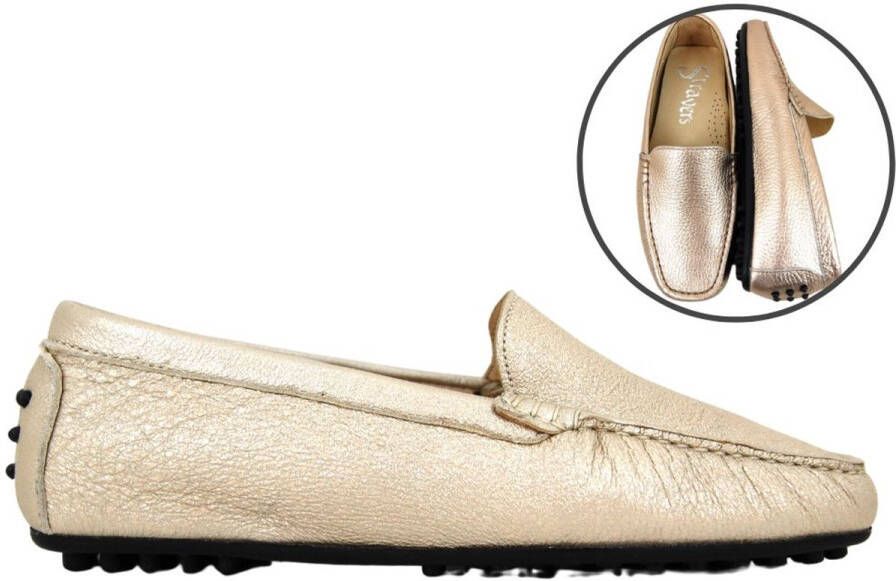 Stravers Grote Maten Schoenen Stravers Luxe Mocassins Driver Champagne Dames Grote Maten Instappers