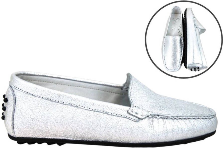 Stravers Grote Maten Schoenen Stravers Luxe Mocassins Driver Zilver Dames Grote Maten Instappers