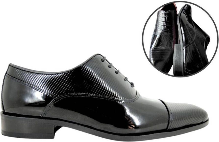 Stravers Grote Maten Schoenen Stravers-Nette Oxford Lakschoenen Heren Grote Maten Veterschoenen Zwart
