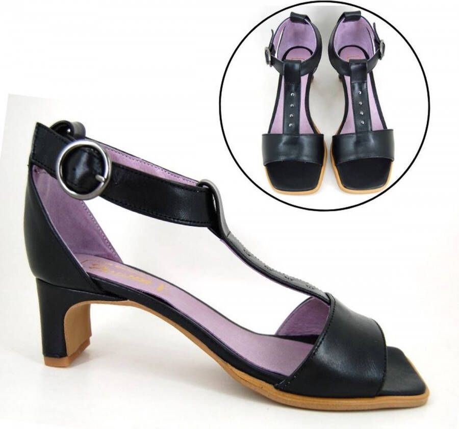 Stravers Grote Maten Schoenen Stravers Peeptoe Sandalen met Bandjes en Hak Zwart Grote Maten Peeptoes Vierkante Neus