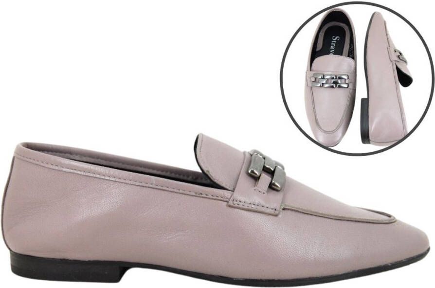 Stravers Grote Maten Schoenen Stravers Platte Loafers Leer Lila-Taupe Grote Maten Instappers Dames