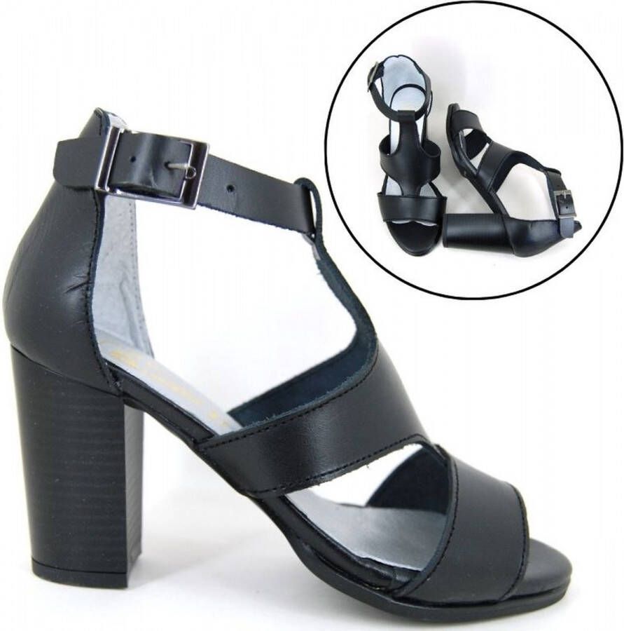 Stravers Grote Maten Schoenen Stravers Sandalen met Bandjes en Hak Zwart Grote Maten Peep Toe Sandalen