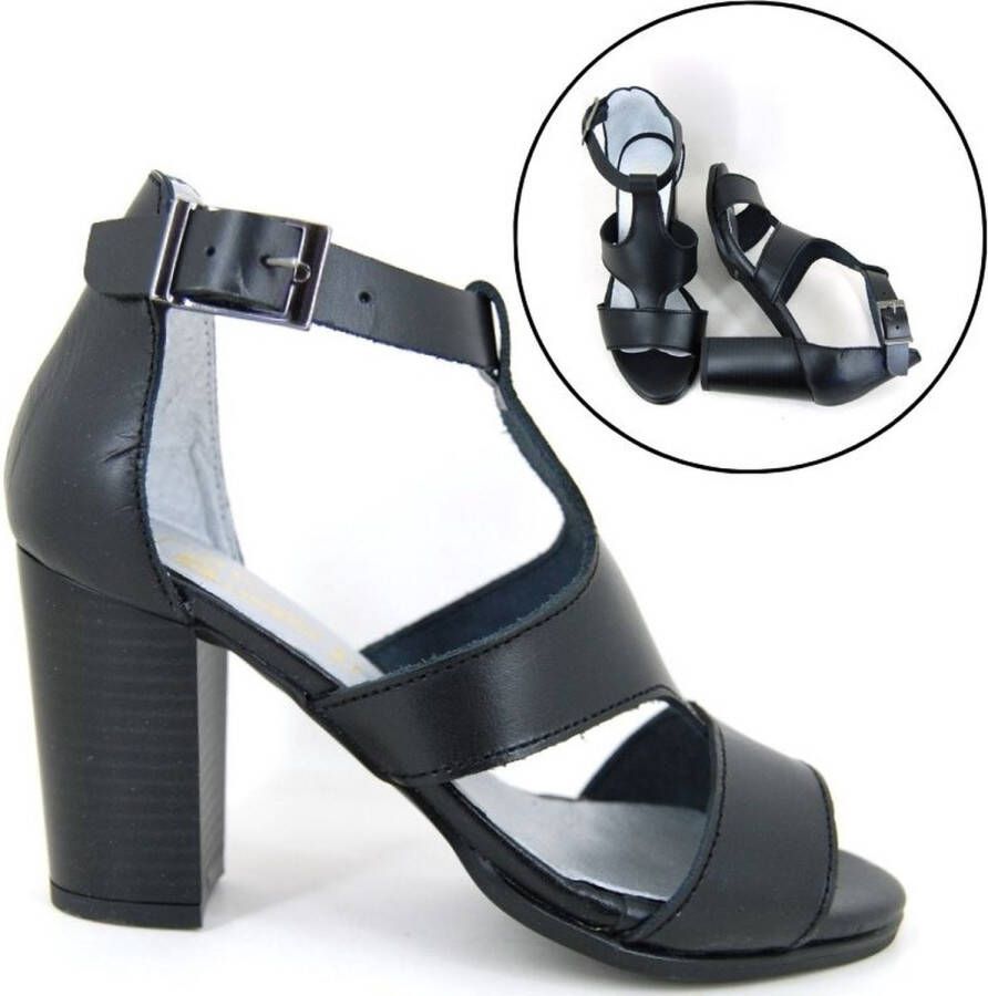 Stravers Grote Maten Schoenen Stravers Sandalen met Bandjes en Hak Zwart Grote Maten Peep Toe Sandalen - Foto 1