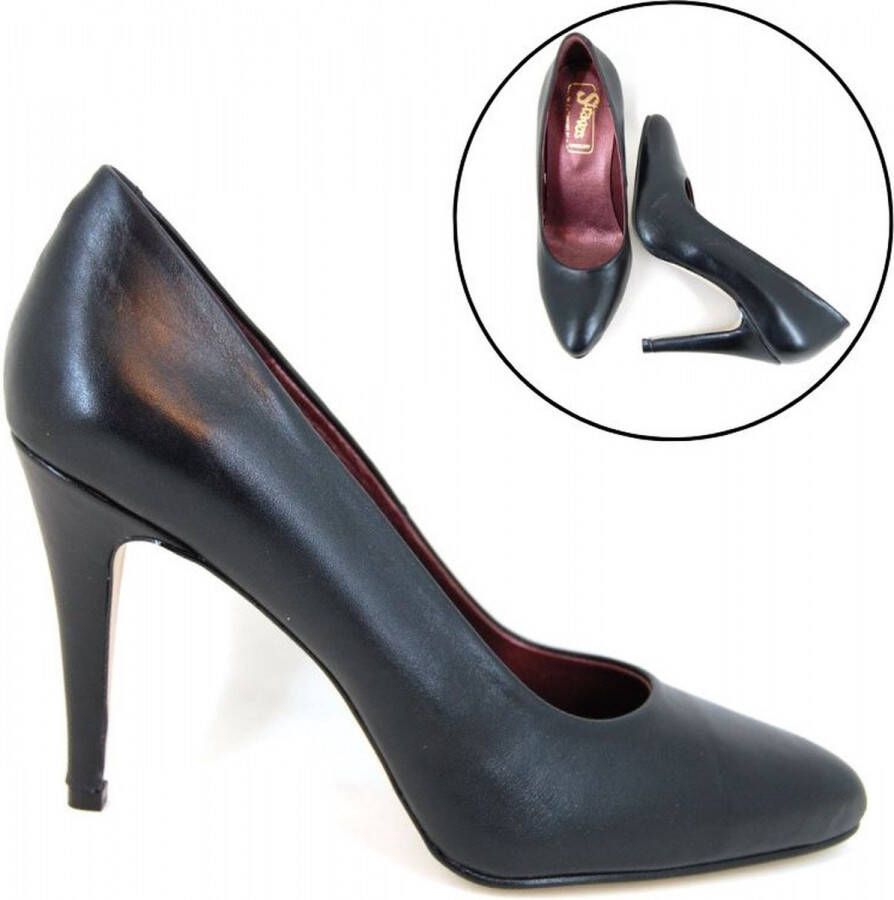 Stravers Grote Maten Schoenen Stravers Sexy Pumps met Hoge Hakken Zwart Leren Grote Maten Naaldhakken