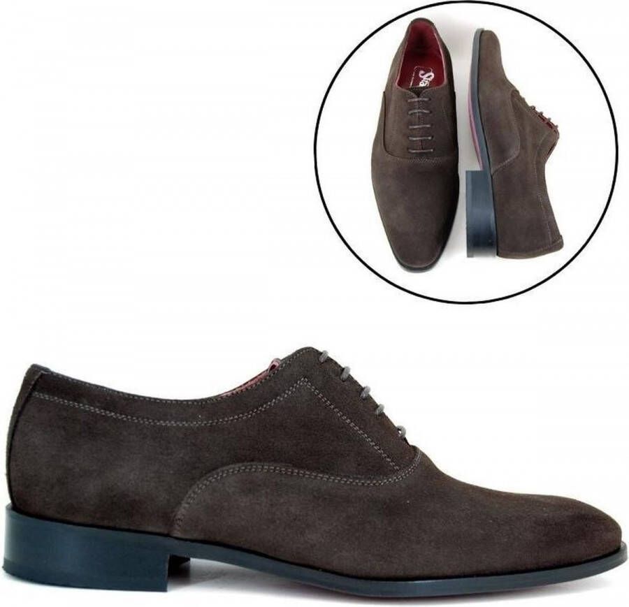 Stravers Grote Maten Schoenen Stravers Stijlvolle Herenschoenen Bruin Suede Grote Maten Oxford Veterschoenen