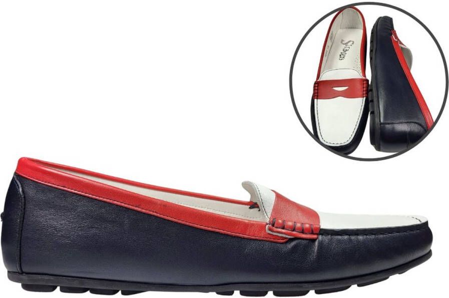 Stravers Grote Maten Schoenen Stravers Tijdloze Mocassins Rood-Wit-Blauw Dames Grote Maten Instappers