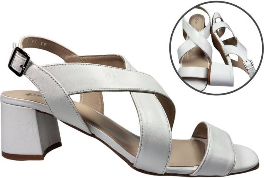 Stravers Grote Maten Schoenen Stravers Trendy Sandalen met Blokhak Wit Grote Maten Luxe Sandalen met Kruisbanden