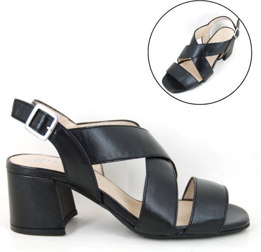 Stravers Grote Maten Schoenen Stravers Trendy Sandalen met Blokhak Zwart Grote Maten Luxe Sandalen met Kruisbanden