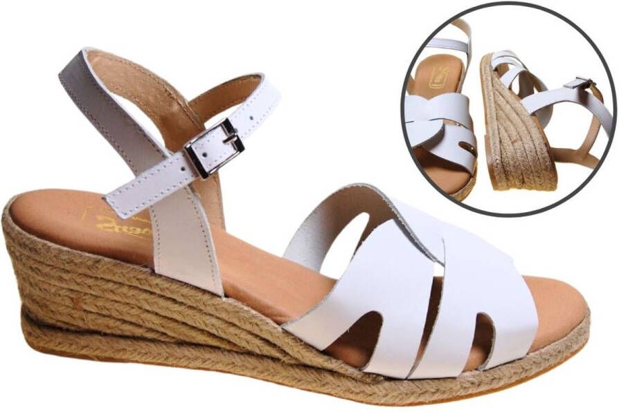 Stravers Grote Maten Schoenen Stravers Witte Espadrilles Sandalen Connect met Sleehak Espadrilles Dames Grote Maten