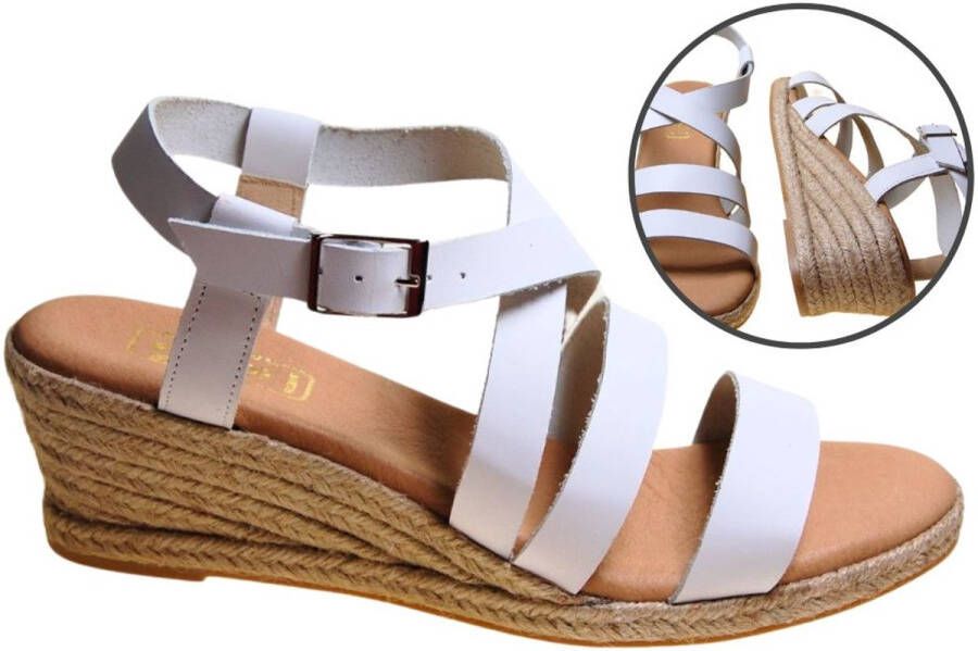 Stravers Grote Maten Schoenen Stravers Witte Espadrilles Sandalen kruisband met Sleehak Espadrilles Dames Grote Maten