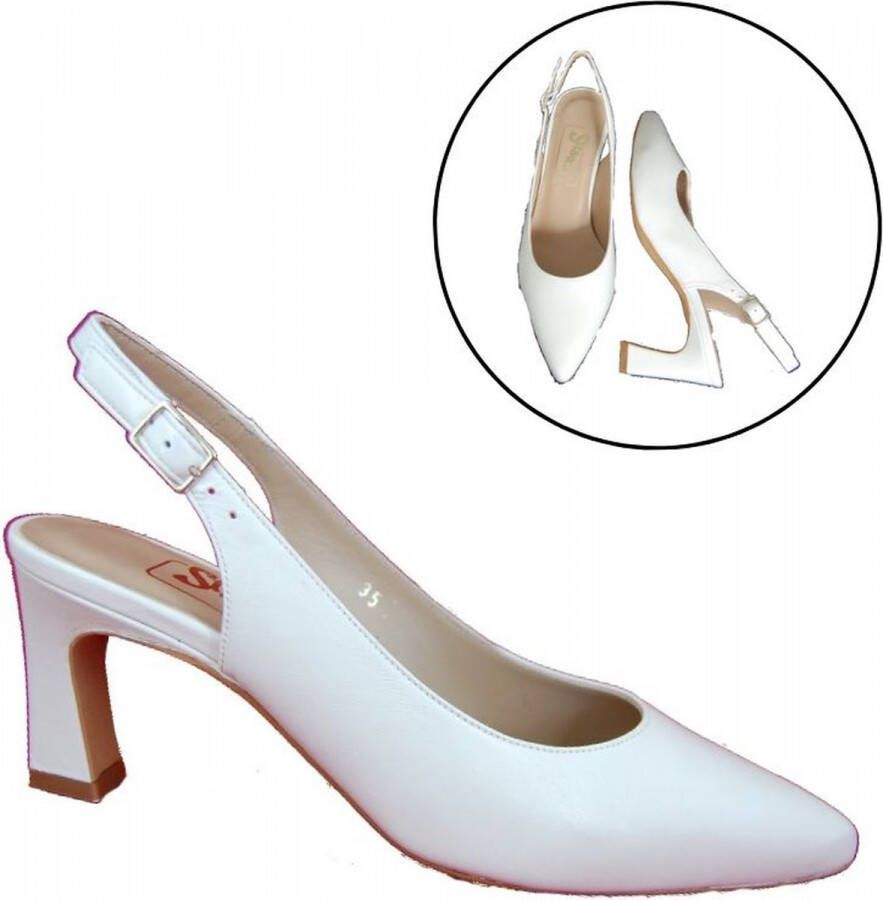 Stravers Grote Maten Schoenen Stravers Witte Leren Slingback Hakken Kleine Maten Trouwschoenen Trouwpumps