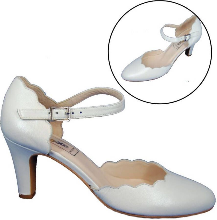 Stravers Grote Maten Schoenen Stravers Witte Pumps met Bandje Grote Maten Bruidsschoenen Trouwschoenen - Foto 1