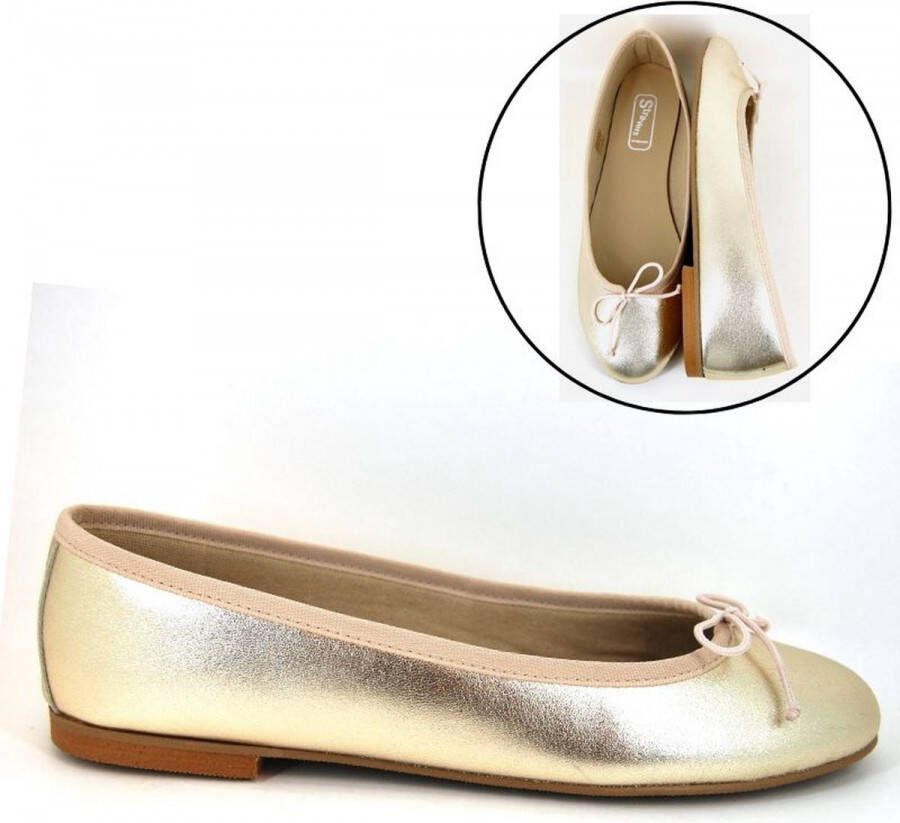 Stravers Grote Maten Schoenen Stravers Zachte Leren Ballerina Schoenen Dames Grote Maten Champagne Goud Flatjes