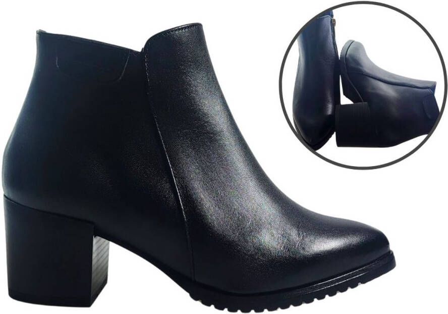Stravers Grote Maten Schoenen Stravers Zwarte Enkellaarsjes met Blokhak Dames Grote Maten Puntige Enkellaarzen