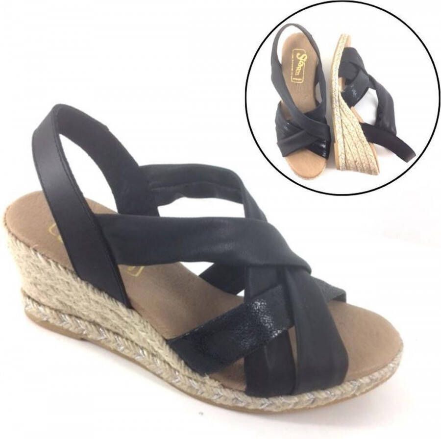 Stravers Grote Maten Schoenen Stravers Zwarte Sandalen met Sleehak Espadrilles Grote Maten