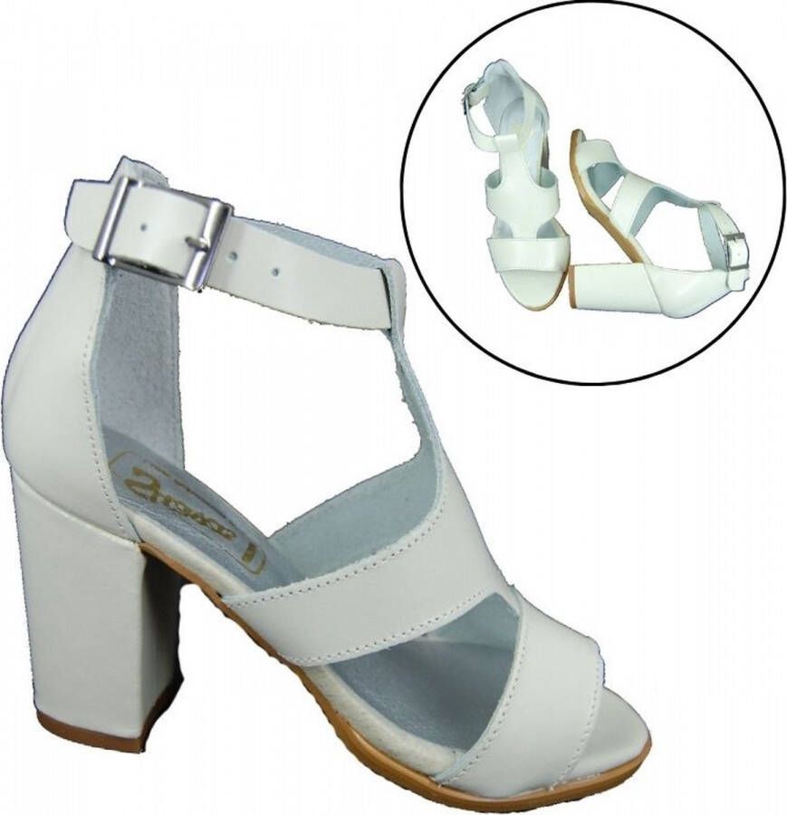 Stravers Grote Maten Schoenen Witte Sandalen met Hak en Bandjes Grote Maten Trouwschoenen