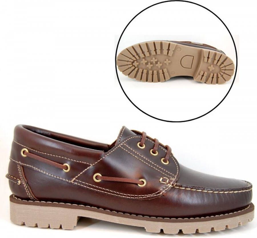 Stravers Kleine Maten Schoenen Stravers Bootschoenen met Profielzool Heren Kleine Maten Bruine Bootschoenen