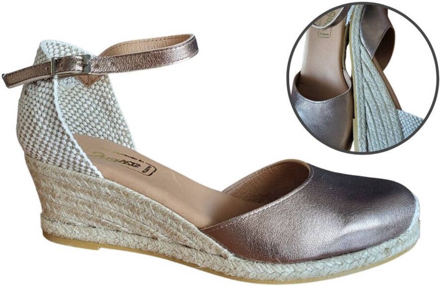 Stravers Kleine Maten Schoenen Stravers Espadrilles met Sleehakken Brons Kleine Maten Dames Sleehakken
