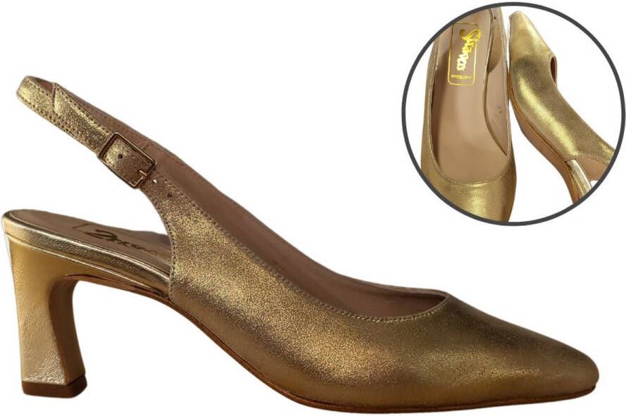 Stravers Kleine Maten Schoenen Stravers Goudkleurige Slingback Hakken Kleine Maten Slingback Pumps