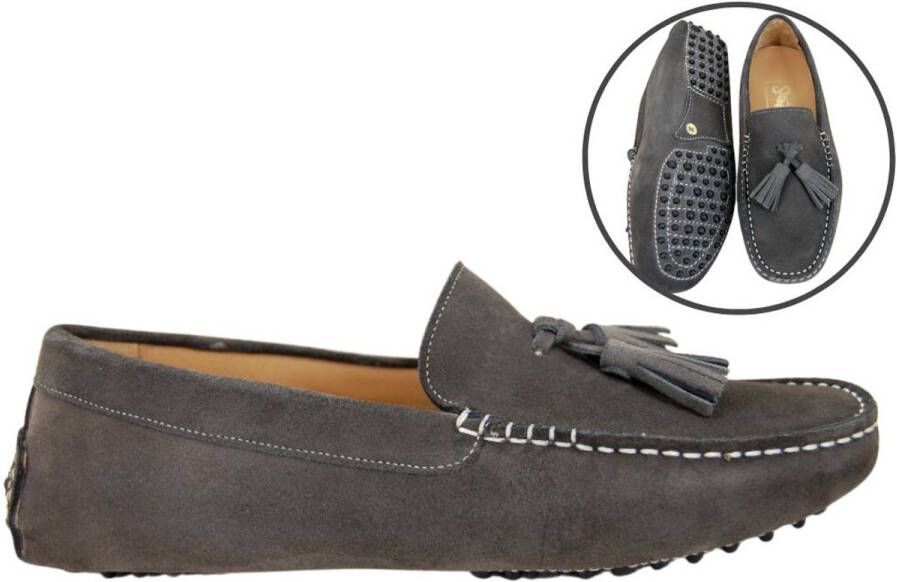 Stravers Kleine Maten Schoenen Stravers Heren Mocassins Drivers met Kwastjes Grijs Suede Kleine Maten Kwastjes Schoenen