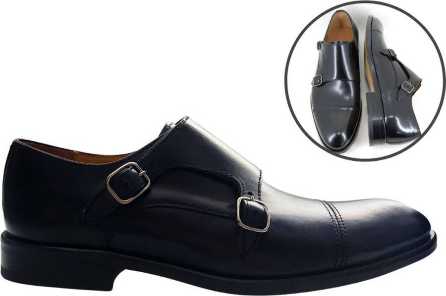 Stravers Kleine Maten Schoenen Stravers Herenschoenen met Gesp Zwart Monk Straps Kleine Maten Herenschoenen met Gesp