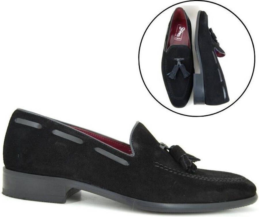 Stravers Kleine Maten Schoenen Stravers Herenschoenen met Kwastjes Zwart Suede Kleine Maten Tassel Loafers - Foto 1