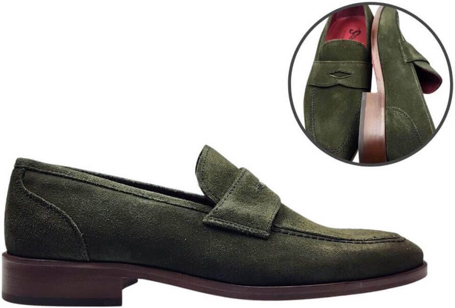 Stravers Kleine Maten Schoenen Stravers Herenschoenen Stijlvolle Instappers Suede Groen Kleine Maten Instappers Heren
