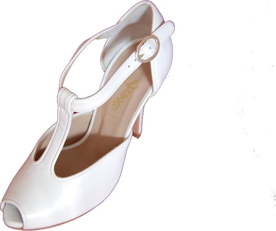 Stravers Kleine Maten Schoenen Stravers Peeptoes Pumps met Bandjes Wit Leer Kleine Maten Naaldhakken met Bandjes Trouwschoenen - Foto 4