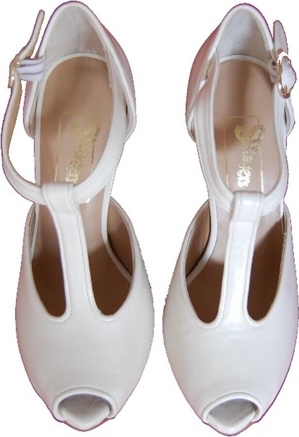 Stravers Kleine Maten Schoenen Stravers Peeptoes Pumps met Bandjes Wit Leer Kleine Maten Naaldhakken met Bandjes Trouwschoenen - Foto 6