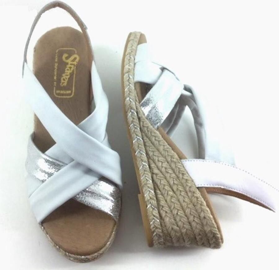 Stravers Kleine Maten Schoenen Stravers Espadrilles Sandalen Sleehak Wit Leer Kleine Maten Espadrilles - Foto 2