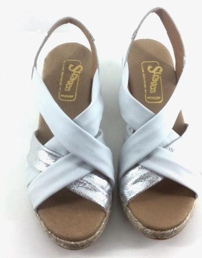 Stravers Kleine Maten Schoenen Stravers Espadrilles Sandalen Sleehak Wit Leer Kleine Maten Espadrilles - Foto 4