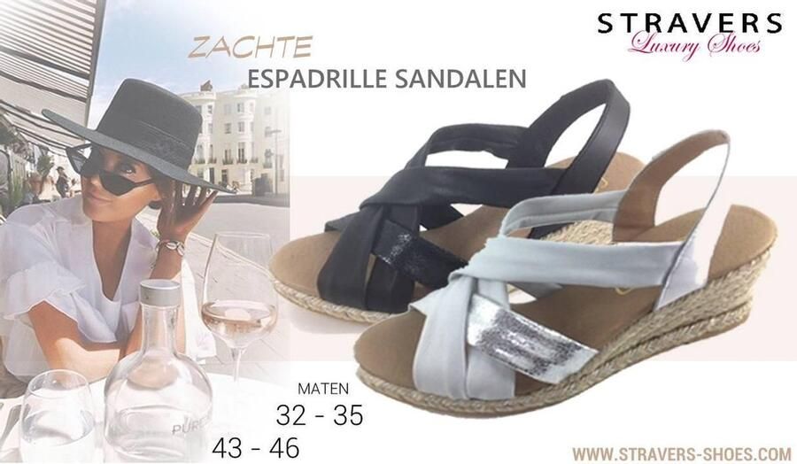 Stravers Kleine Maten Schoenen Stravers Espadrilles Sandalen Sleehak Wit Leer Kleine Maten Espadrilles - Foto 6