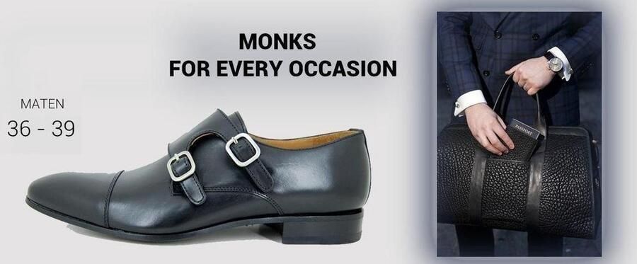 Stravers Kleine Maten Schoenen Stravers Herenschoenen met Gesp zwart Monk Straps Kleine Maten - Foto 6