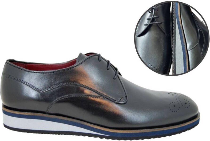 Stravers Kleine Maten Schoenen Stravers Lichtgewicht Casual Broque Veterschoenen met Rubberzool Zwart Kleine Maten Herenschoenen