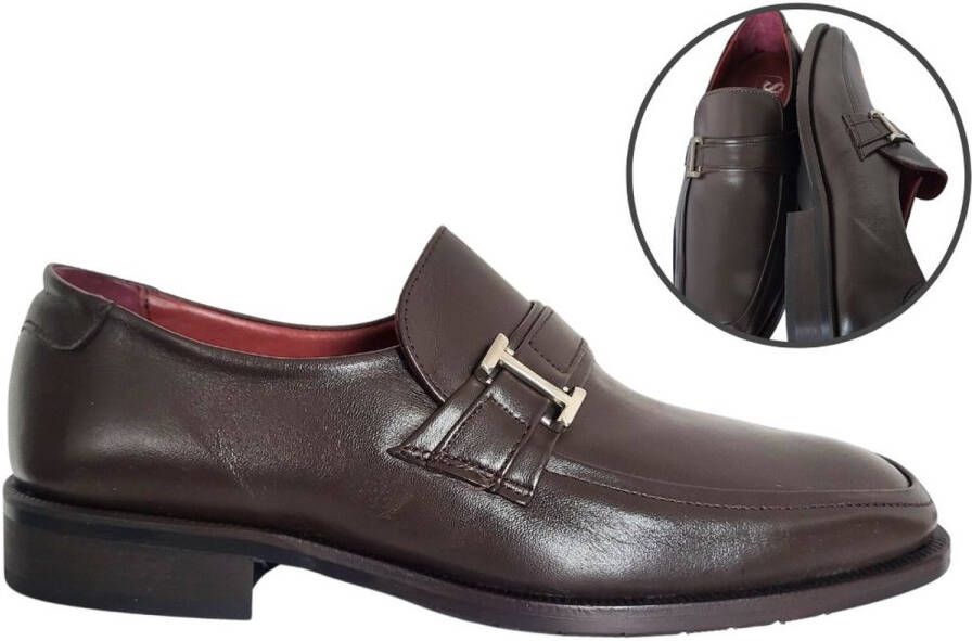 Stravers Kleine Maten Schoenen Stravers Loafers Bruin Leer Heren. Nette Instappers met Rubberzool Kleine Maten