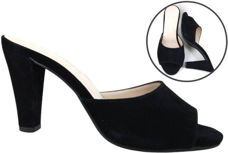 Stravers Kleine Maten Schoenen Stravers Luxe Zwarte Muiltjes met Hak Kleine Maten Slippers Hoge Hakken