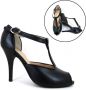 Stravers Kleine Maten Schoenen Stravers Peeptoe Pumps met Hak en Bandje Kleine Maten Zwarte Stiletto Hakken - Thumbnail 1