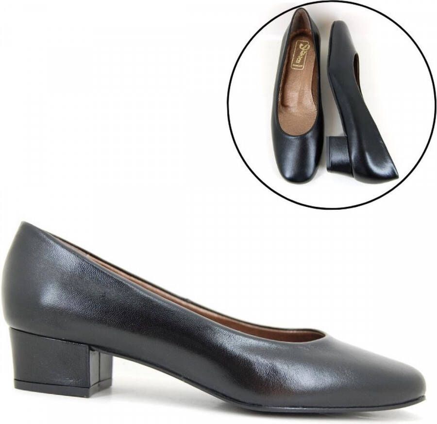 Stravers Kleine Maten Schoenen Stravers Pumps met Lage Hak Zwarte Leren Kleine Maten Business Pumps Dames