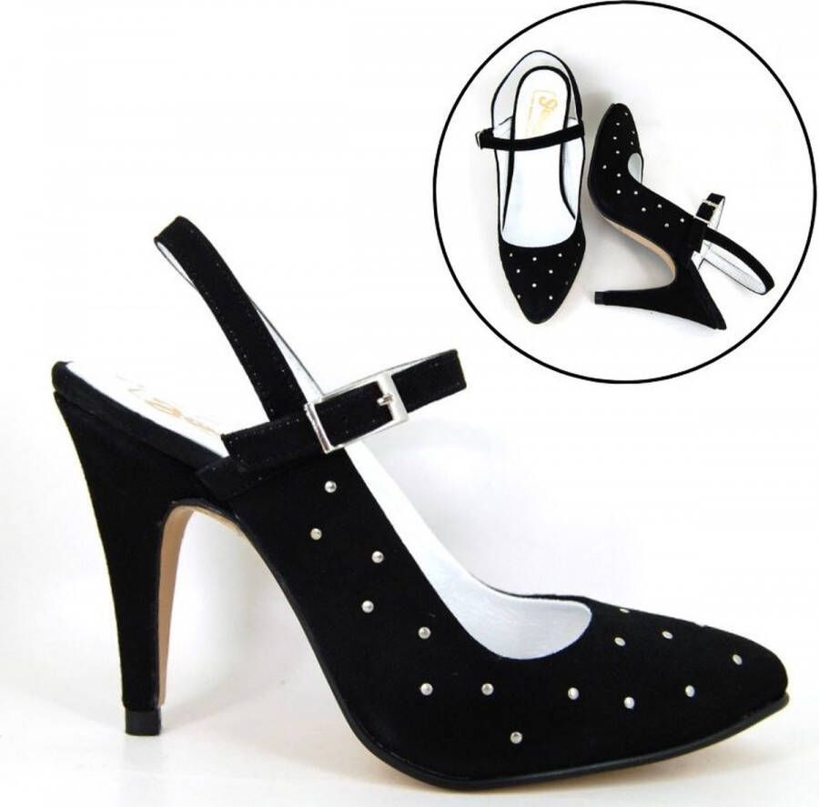 Stravers Kleine Maten Schoenen Stravers Slingback Hakken met Bandjes Kleine Maten Slingback Pumps met Hoge Hakken Zwart