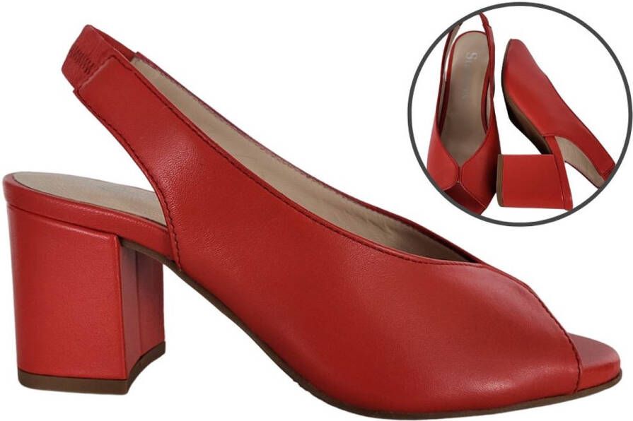 Stravers Kleine Maten Schoenen Stravers Slingback Pumps met blokhak Rood Kleine Maten Slingback Hakken