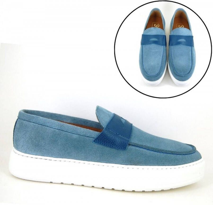 Stravers Kleine Maten Schoenen Stravers Sneaker Penny Loafers Heren Blauw Kleine Herenschoenen Instappers