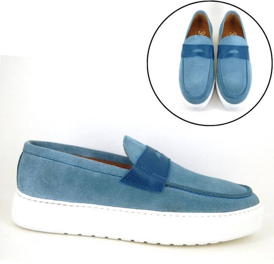 Stravers Kleine Maten Schoenen Stravers Sneaker Penny Loafers Heren Blauw Kleine Herenschoenen Instappers - Foto 1