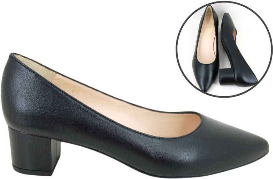 Stravers Kleine Maten Schoenen Stravers Spitse Pumps met Blokhak Kleine Dames Maten Luxe Zwarte Pumps